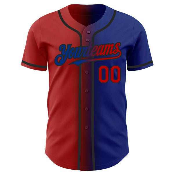 Custom Royal Red-Black Authentic Gradient Fashion Baseball Jersey