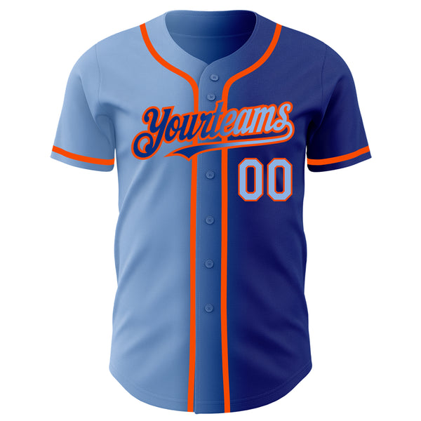 Custom Royal Light Blue-Orange Authentic Gradient Fashion Baseball Jersey