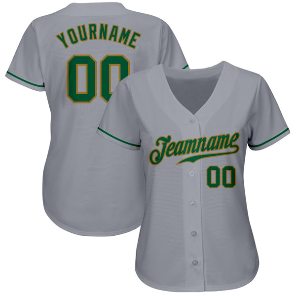 Custom Gray Kelly Green-Old Gold Authentic Baseball Jersey
