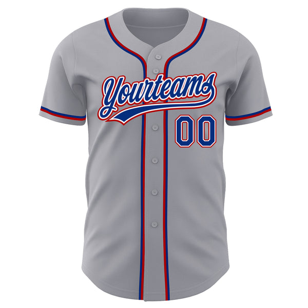 Custom Gray Royal-Red Authentic Baseball Jersey