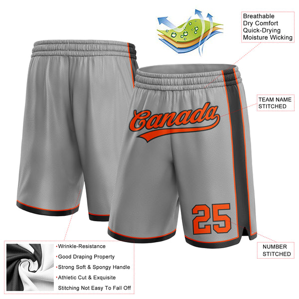 Custom Gray Orange-Black Authentic Basketball Shorts