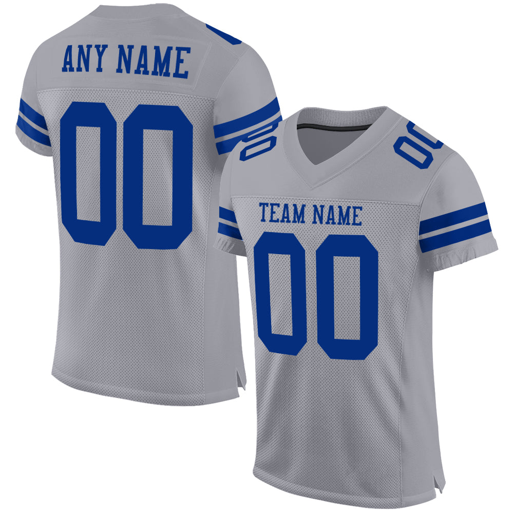 Custom Gray Royal Mesh Authentic Football Jersey