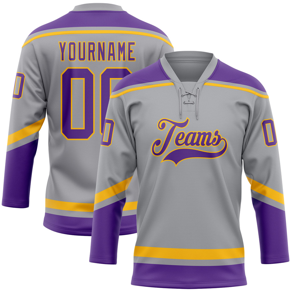 Custom White Purple-Pink Hockey Lace Neck Jersey Discount