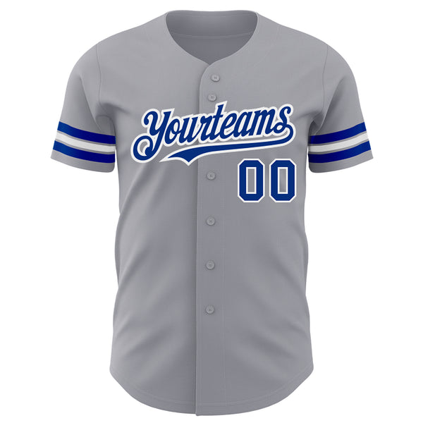 Custom Gray Royal-White Authentic Baseball Jersey