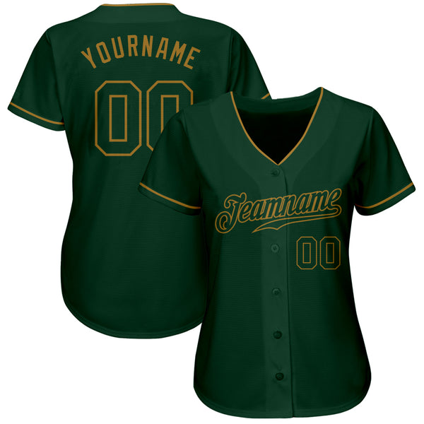 Custom Green Green-Old Gold Authentic Baseball Jersey