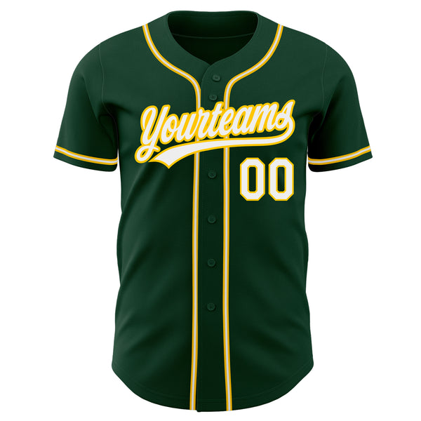 Custom Green White-Gold Authentic Baseball Jersey