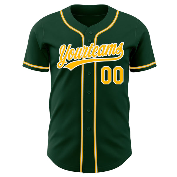 Custom Green Gold-White Authentic Baseball Jersey