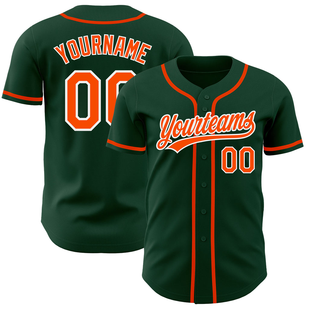 Custom Green Orange-White Authentic Baseball Jersey