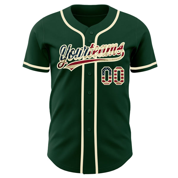 Custom Green Vintage USA Flag-Cream Authentic Baseball Jersey