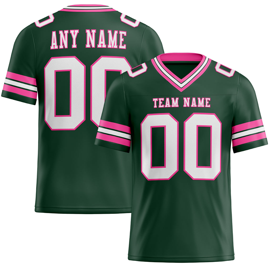 Custom Green White-Pink Mesh Authentic Football Jersey