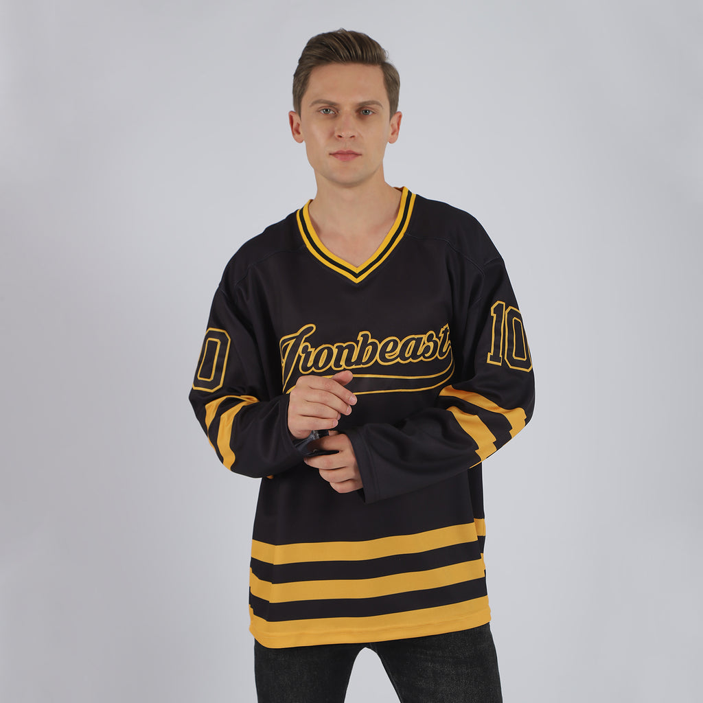 White Black Yellow Sublimated Custom Blank Hockey Jerseys