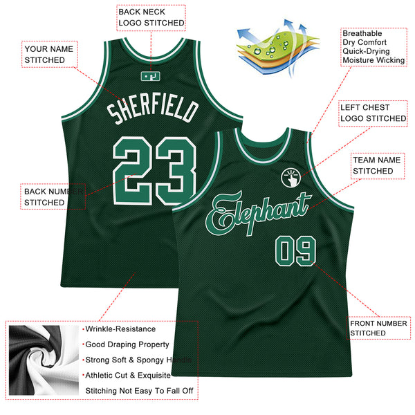 Custom Hunter Green Kelly Green-White Authentic Throwback Basketball Jersey