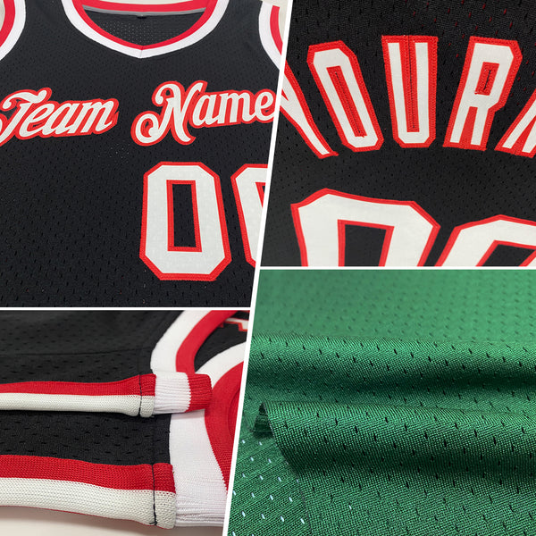 Custom Hunter Green Black-Gold Authentic Throwback Basketball Jersey