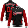 Custom Black Red-White Bomber Full-Snap Varsity Letterman Two Tone Jacket