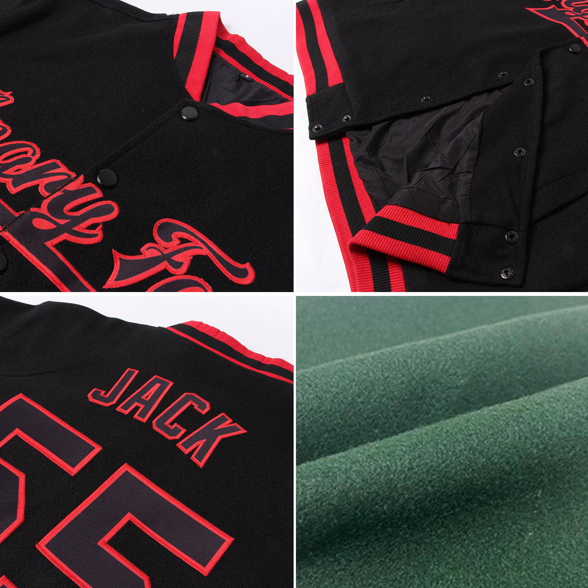 Custom Green Black Gradient Varsity Full-Snap Pinstripe Letterman Baseball Jacket