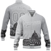 Custom Gray White-Black United States Capitol 3D Pattern Design Bomber Full-Snap Varsity Letterman Jacket