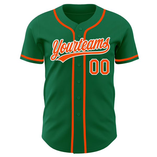 Custom Kelly Green Orange-White Authentic Baseball Jersey