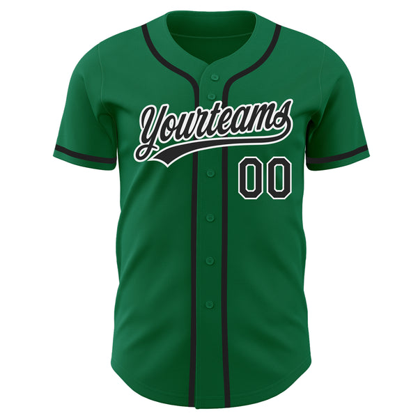 Custom Kelly Green Black-White Authentic Baseball Jersey