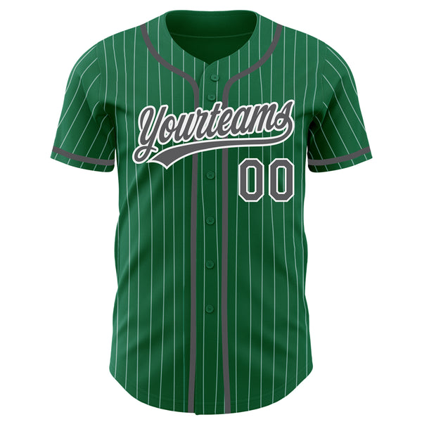 Custom Kelly Green White Pinstripe Steel Gray Authentic Baseball Jersey