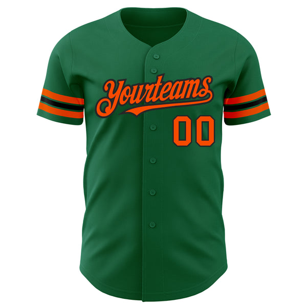Custom Kelly Green Orange-Black Authentic Baseball Jersey