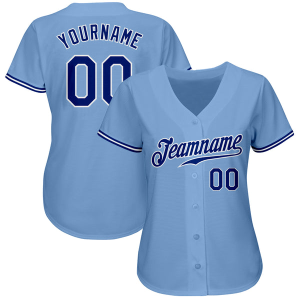 Custom Light Blue Royal-White Authentic Baseball Jersey