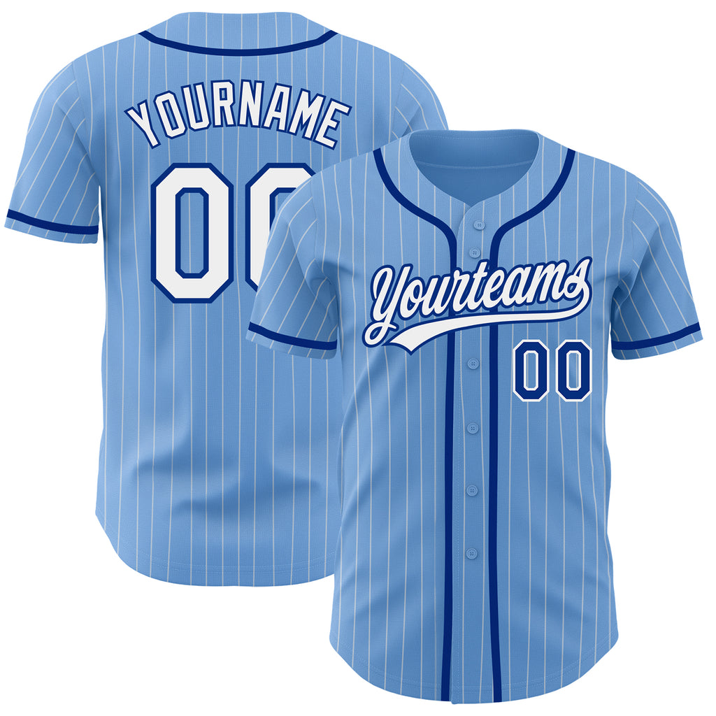 Custom Light Blue White Pinstripe Royal Authentic Baseball Jersey