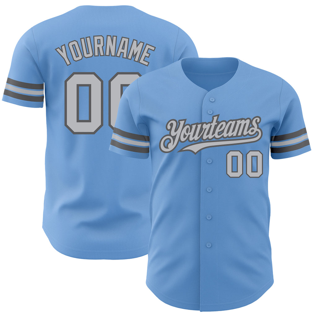 Custom Light Blue Gray-Steel Gray Authentic Baseball Jersey