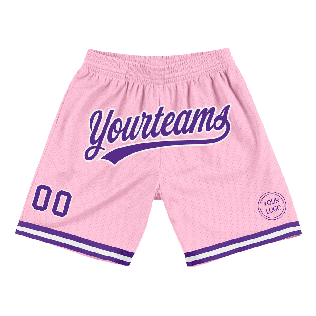 Cheap Custom Light Pink White-Purple Authentic Throwback