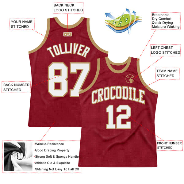 Custom Maroon White-Old Gold Authentic Throwback Basketball Jersey