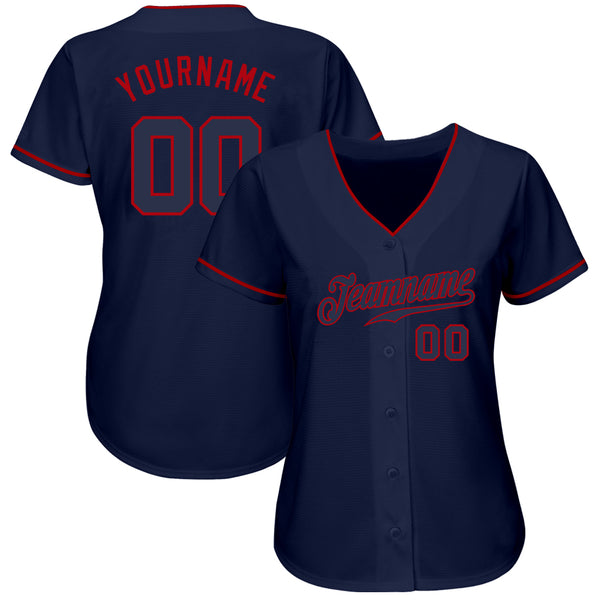 Custom Navy Navy-Red Authentic Baseball Jersey