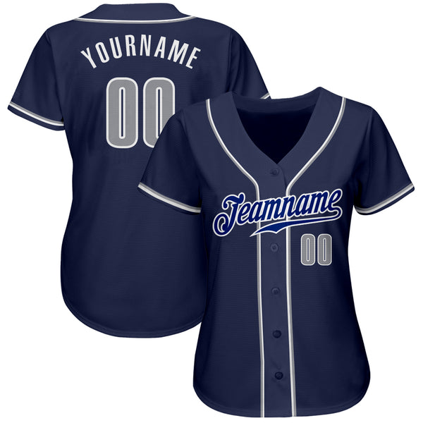 Custom Navy Gray-White Authentic Baseball Jersey