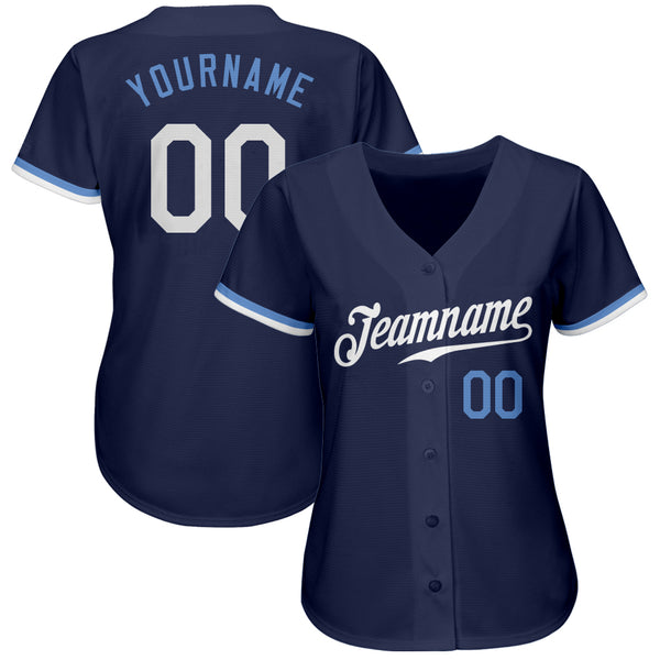 Custom Navy White-Light Blue Authentic Baseball Jersey