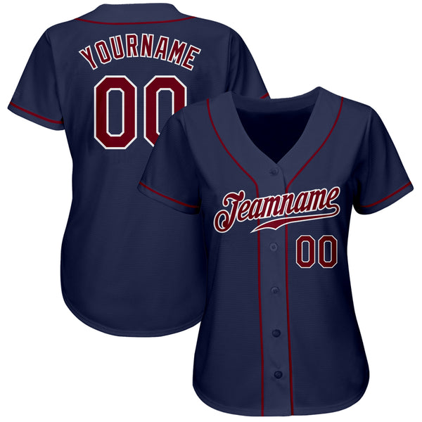 Custom Navy Crimson-White Authentic Baseball Jersey