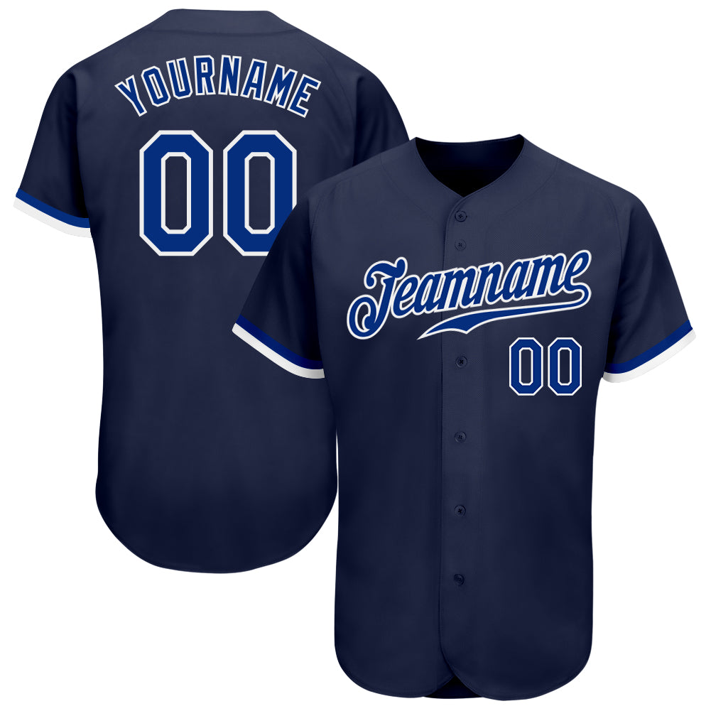 Custom Navy Royal-White Authentic Baseball Jersey