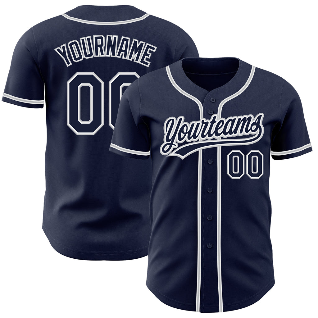 Custom Navy Navy-Gray Authentic Baseball Jersey