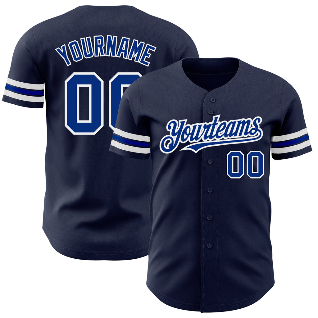 Custom Navy Royal-White Authentic Baseball Jersey