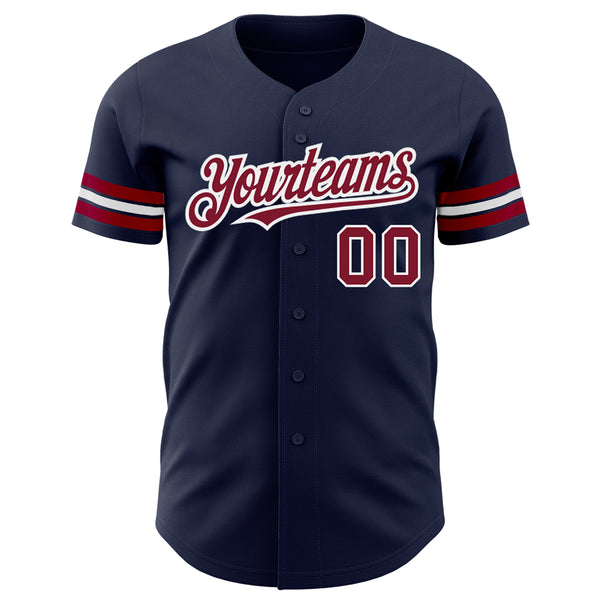 Custom Navy Crimson-White Authentic Baseball Jersey