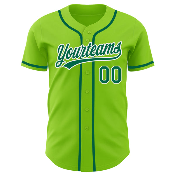 Custom Neon Green Kelly Green-White Authentic Baseball Jersey