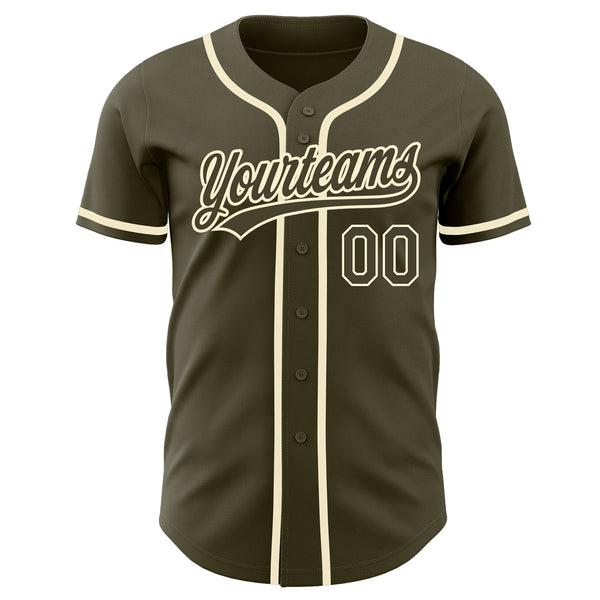 Custom Olive Olive-Cream Authentic Salute To Service Baseball Jersey