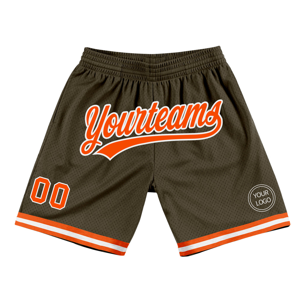 Custom Olive Orange-White Authentic Throwback Salute To Service Basketball Shorts