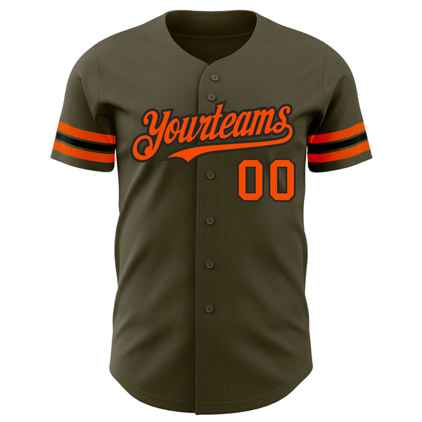 Custom Olive Orange-Black Authentic Salute To Service Baseball Jersey