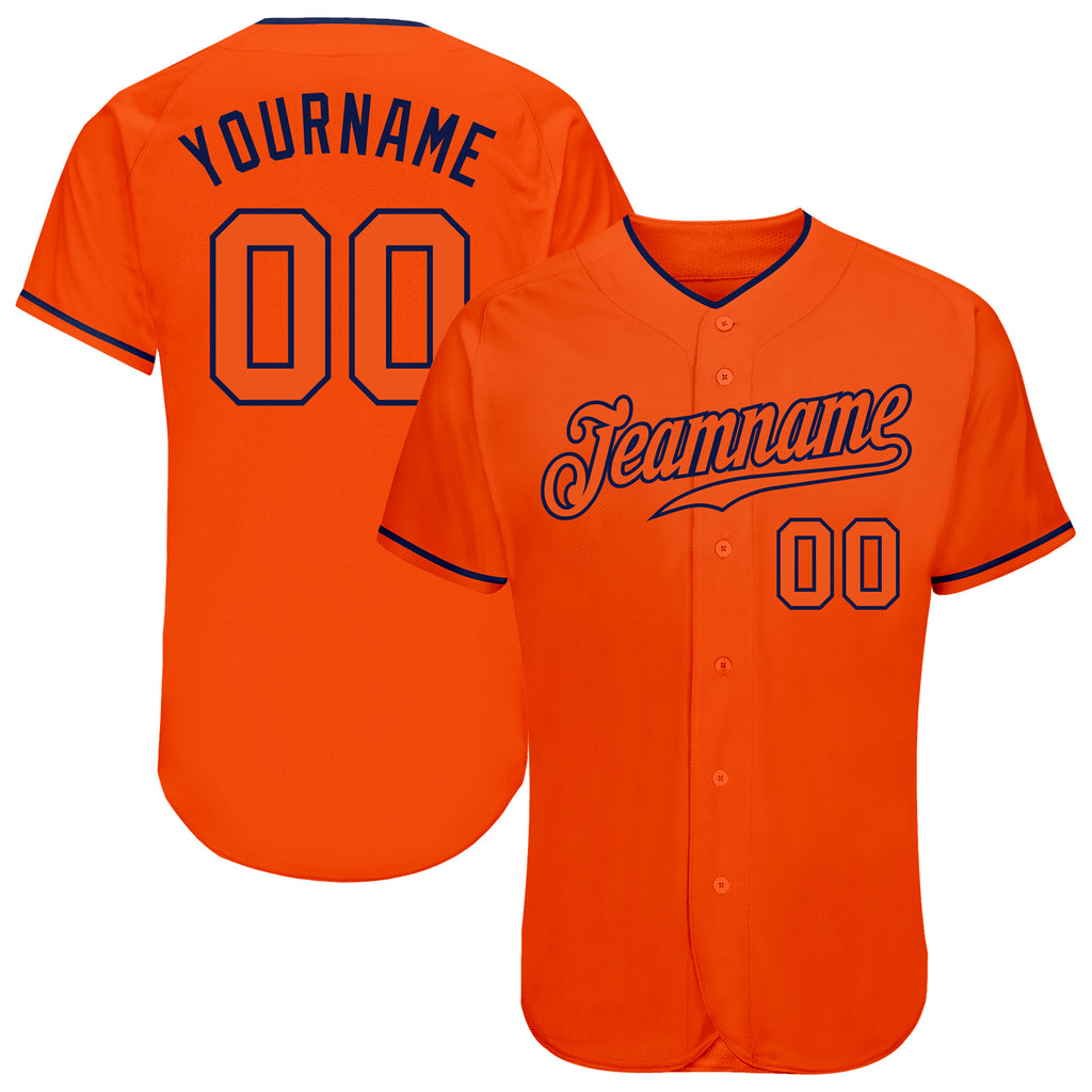 Custom Orange Orange-Navy Authentic Baseball Jersey