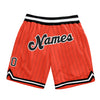 Custom Orange Black Pinstripe Black-White Authentic Basketball Shorts