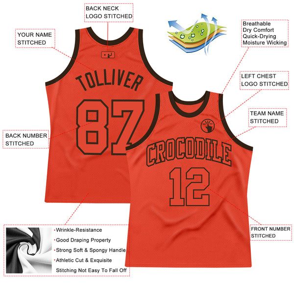 Custom Orange Orange-Brown Authentic Throwback Basketball Jersey