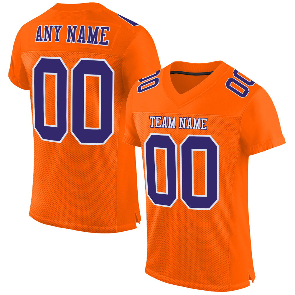 Custom Orange Purple-White Mesh Authentic Football Jersey