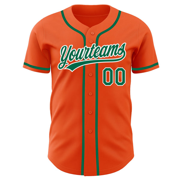 Custom Orange Kelly Green-White Authentic Baseball Jersey