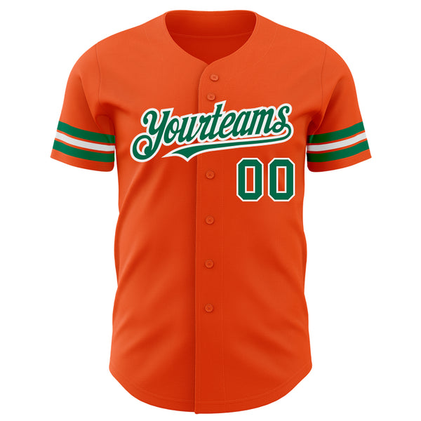 Custom Orange Kelly Green-White Authentic Baseball Jersey