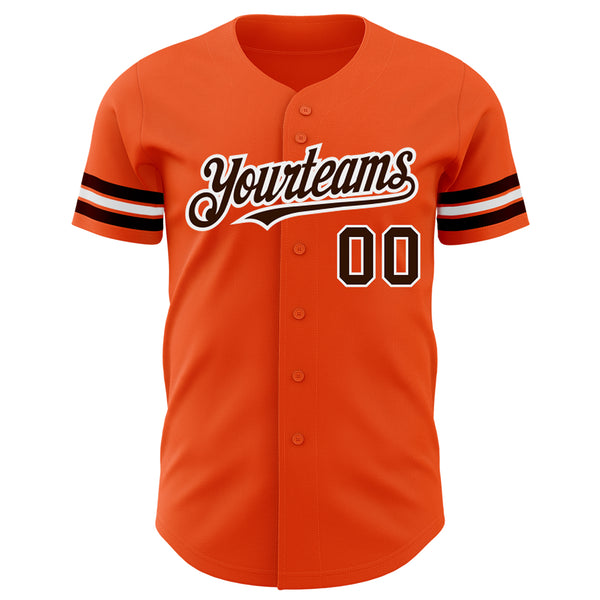 Custom Orange Brown-White Authentic Baseball Jersey