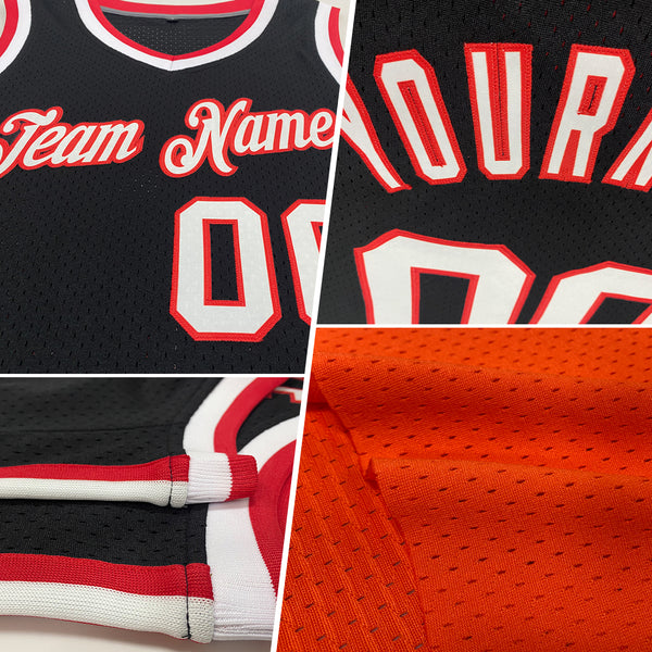 Custom Orange Black Authentic Throwback Basketball Jersey
