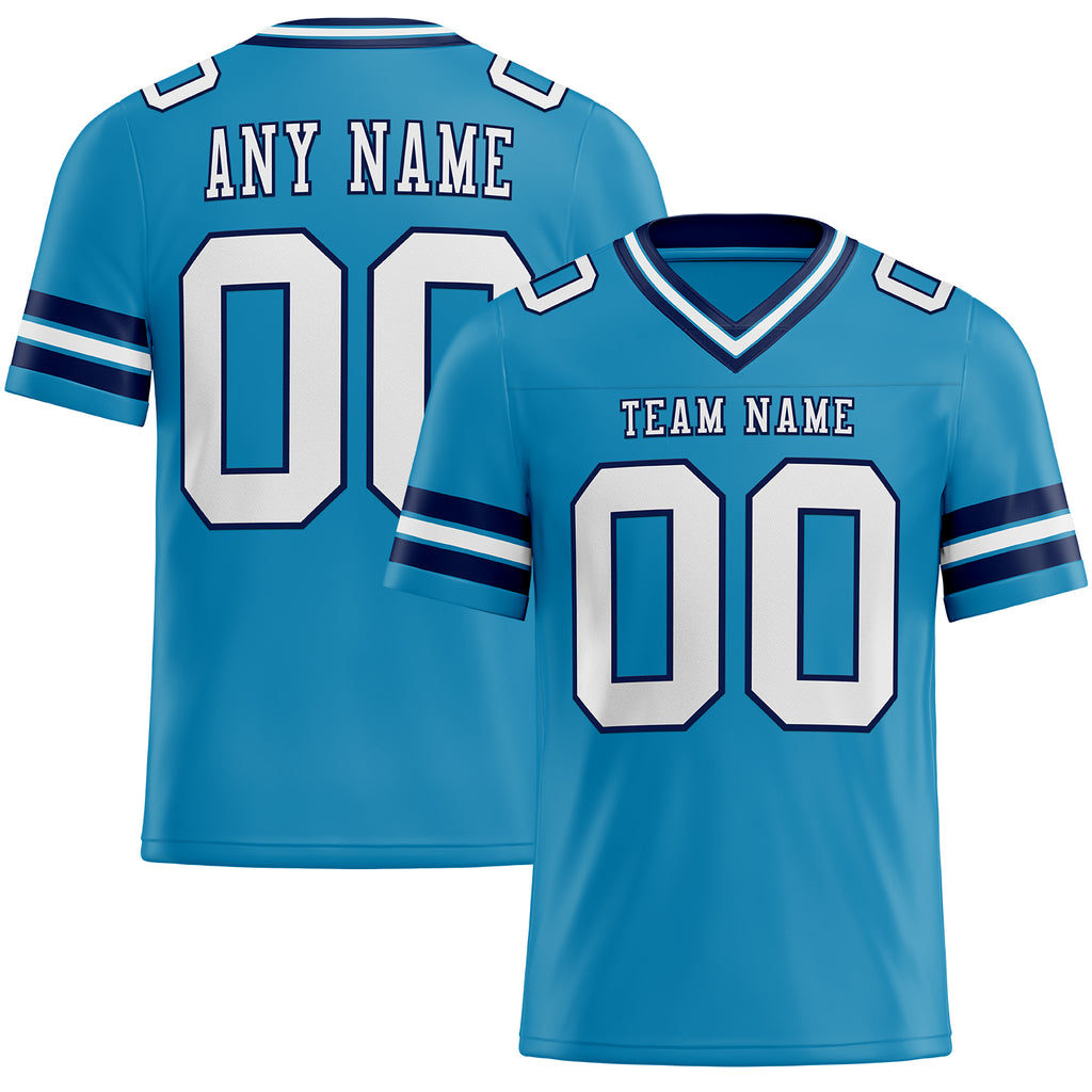 Custom Panther Blue White-Navy Authentic Football Jersey